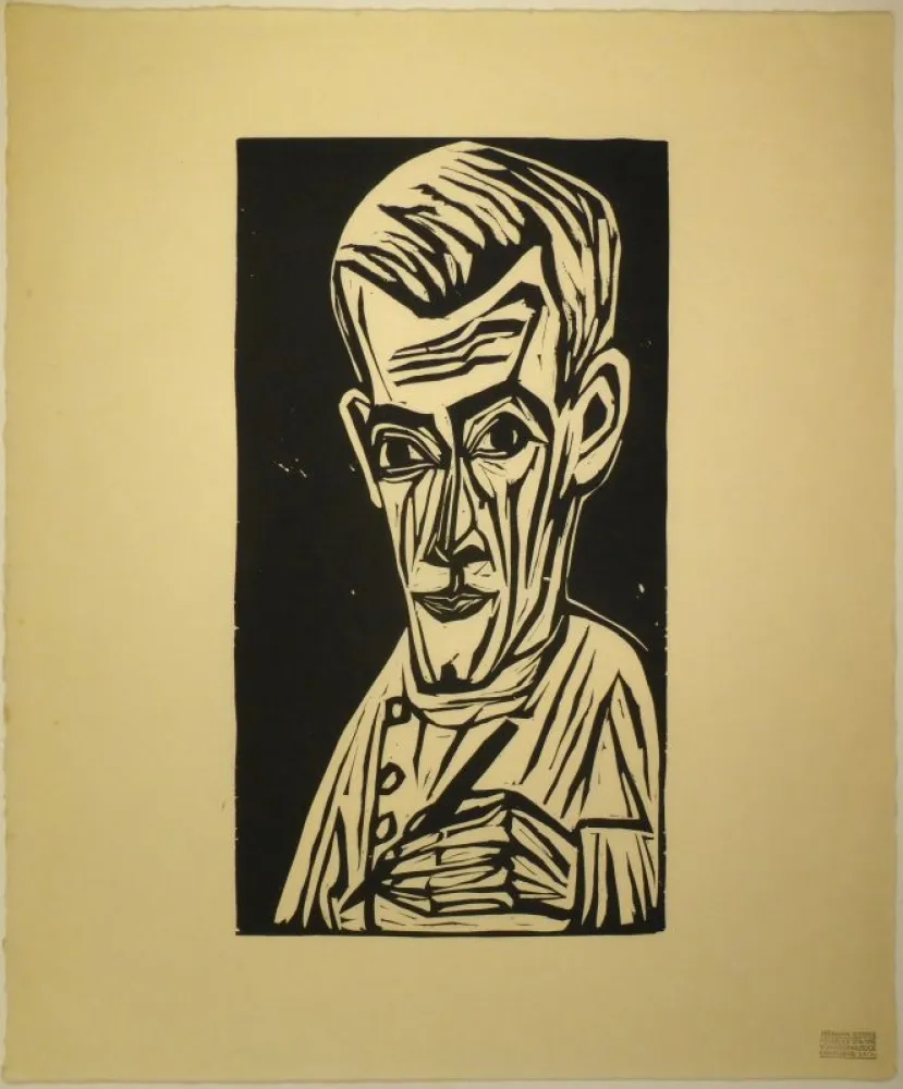 木刻 Scherer - Porträt Hans R. Schiess