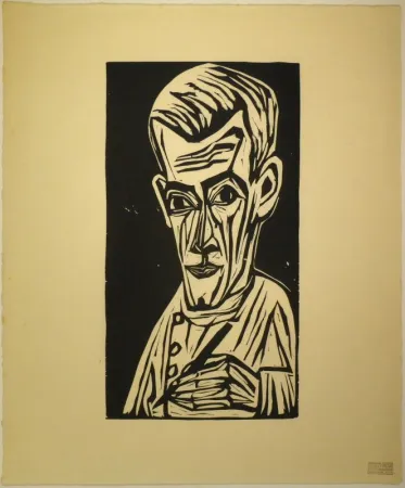 木刻 Scherer - Porträt Hans R. Schiess