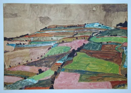 丝网印刷 Schiele (After) - Anhöhe von Krumau