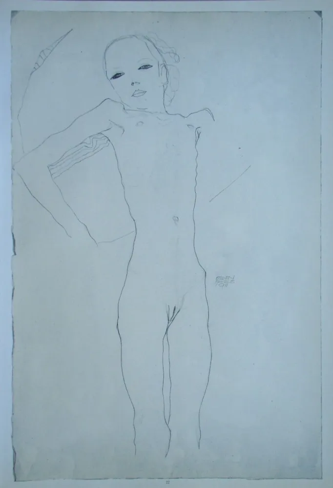 丝网印刷 Schiele (After) - Junge Frau nackt und liegend