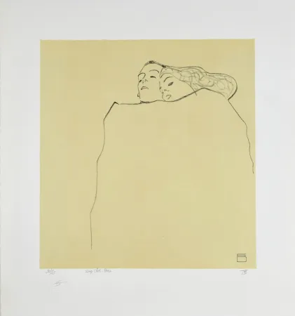 石版画 Schiele - Couple Endormi, 1909 | Sleeping Couple, 1909