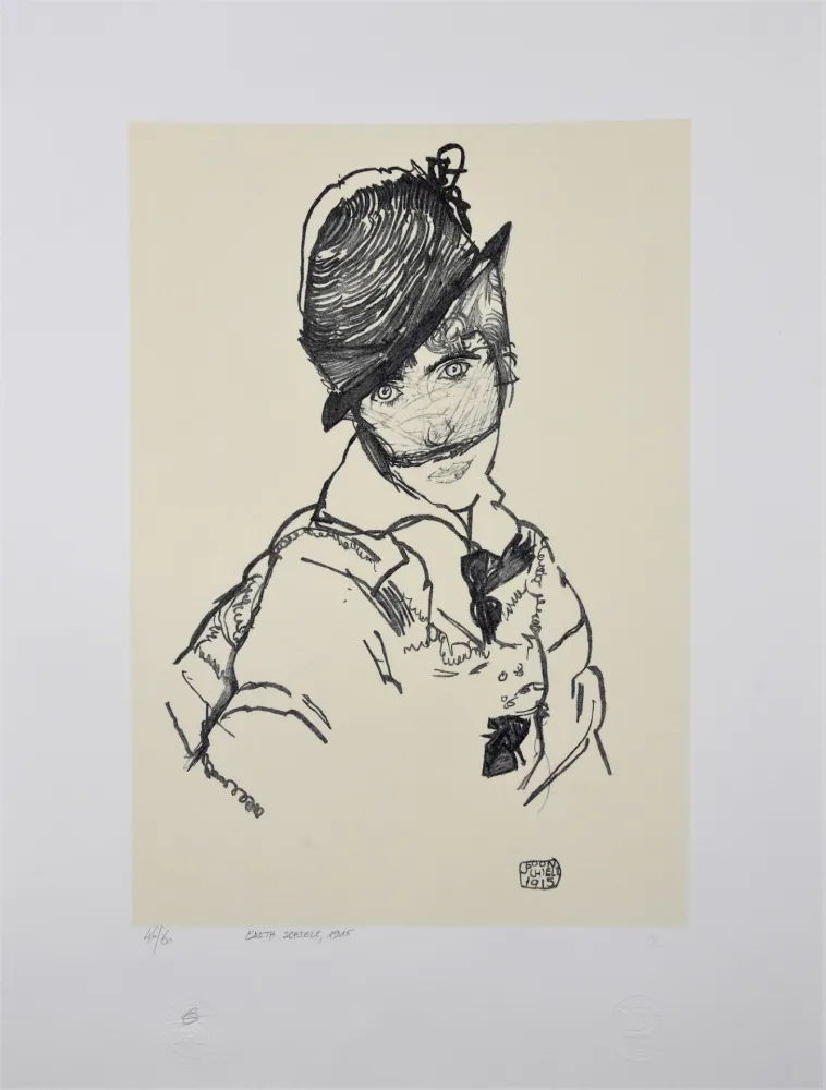 石版画 Schiele - EDITH SCHIELE, 1915