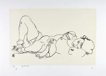 石版画 Schiele - La femme allongée, 1918 | Reclining woman, 1918 (Liegende)