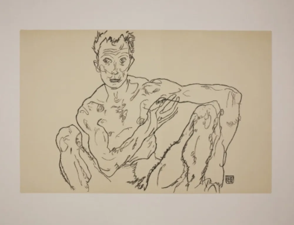 石版画 Schiele - LE DERNIER AUTOPORTRAIT / THE LAST SELF-PORTRAIT - 1918