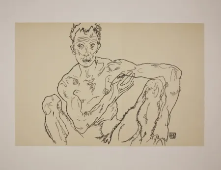 石版画 Schiele - LE DERNIER AUTOPORTRAIT / THE LAST SELF-PORTRAIT - 1918