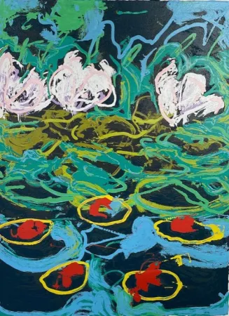 丝网印刷 Schifano - Gigli d'acqua