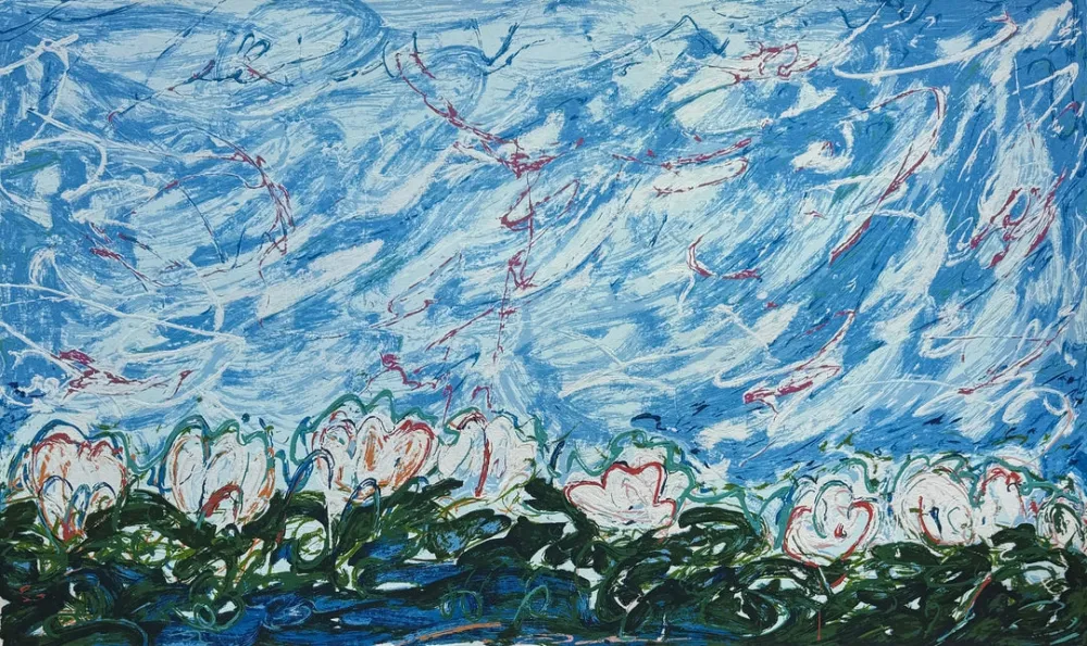 丝网印刷 Schifano - Gigli d'acqua