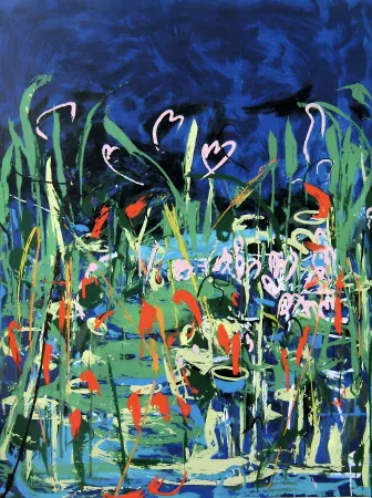 丝网印刷 Schifano - Mario Schifano (1934–1998) – Acquatico IV – Multi-material enamel screen printing, created with 35 colour passes – 1993