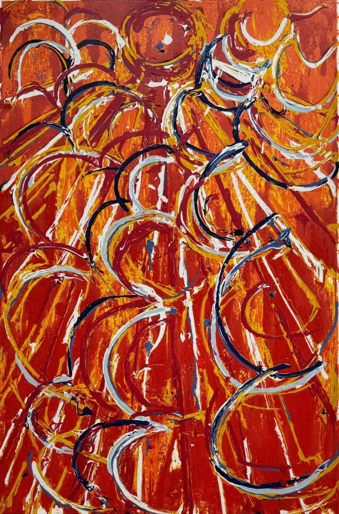 丝网印刷 Schifano - Nella vetrata rossa