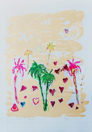 丝网印刷 Schifano - Palme e cuori
