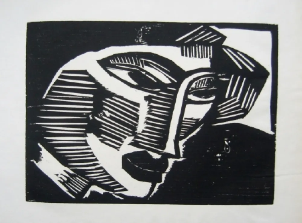 木刻 Schmidt-Rottluff - Frauenkopf (Woman's Head)