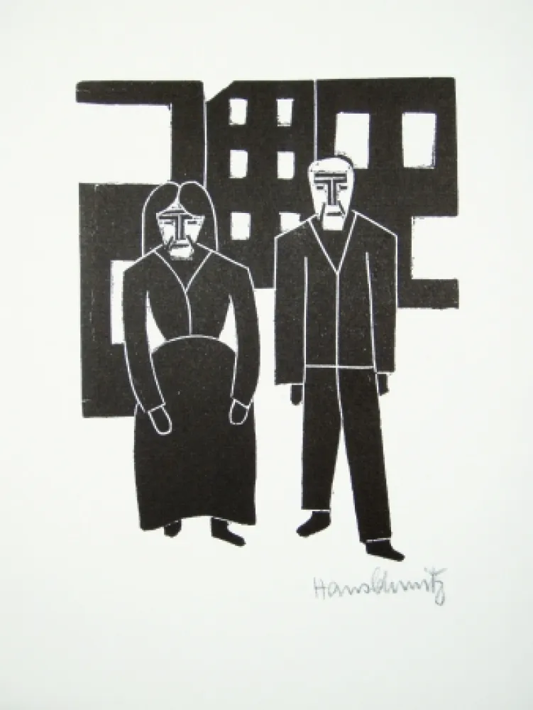 油毡版画 Schmitz - Arbeiterpaar (Working Couple)