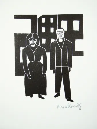 油毡版画 Schmitz - Arbeiterpaar (Working Couple)