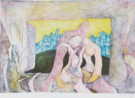 石版画 Schoendorff - La fenêtre