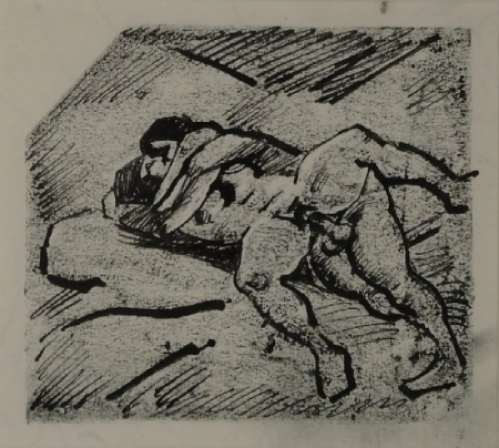 单版画 Schürch - (Erotische Szene liegend)