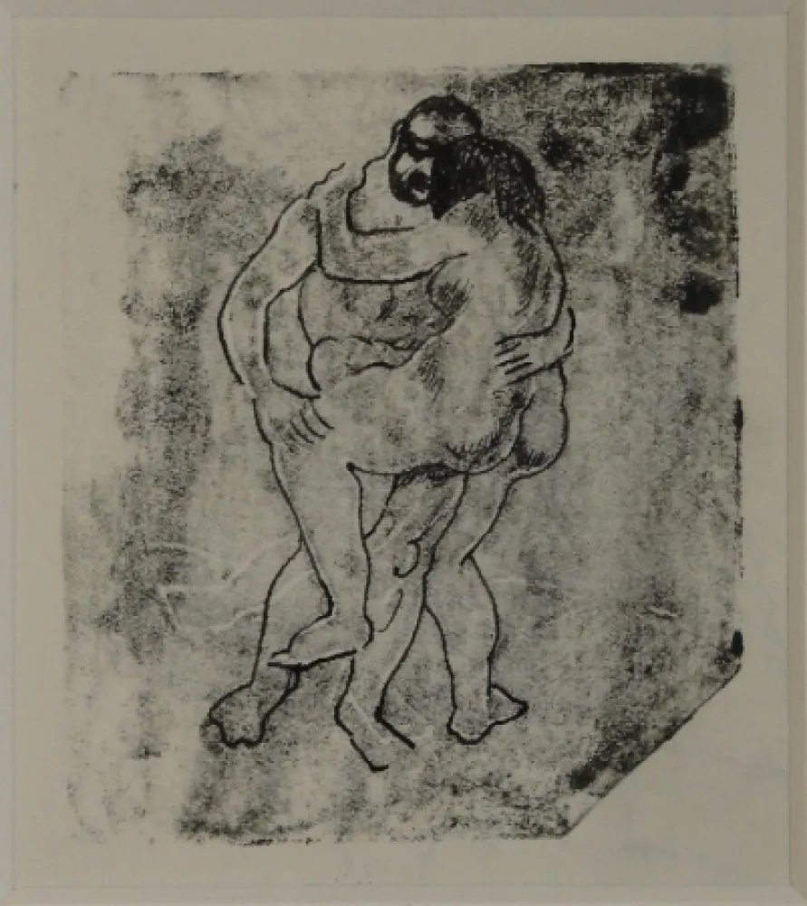 单版画 Schürch - (Erotische Szene stehend)