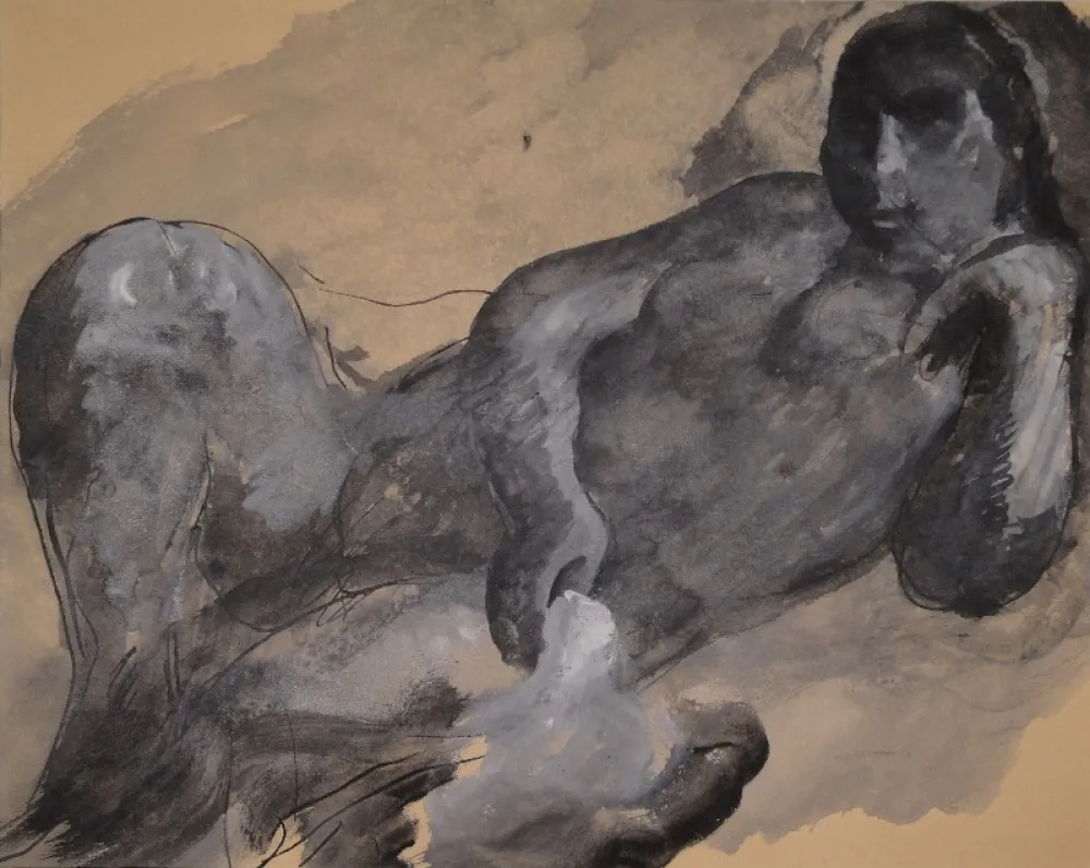 无技术 Schürch - Weiblicher liegender Akt