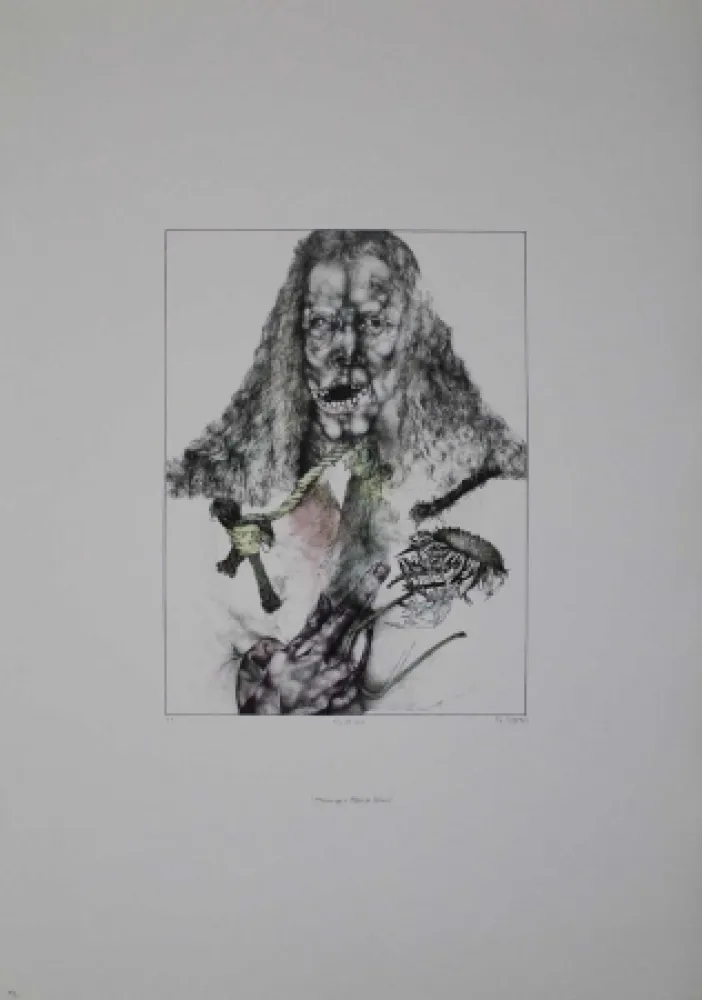 石版画 Schwarz - Er ist tot (Hommage à Albrecht Dürer)