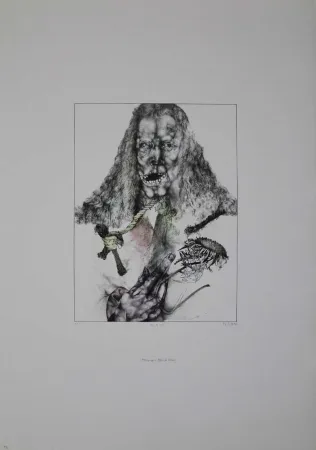 石版画 Schwarz - Er ist tot (Hommage à Albrecht Dürer)