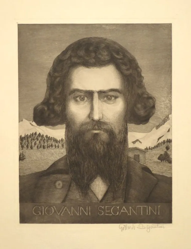 版画 Segantini - Portrait Giovanni Segantini