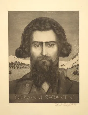 版画 Segantini - Portrait Giovanni Segantini