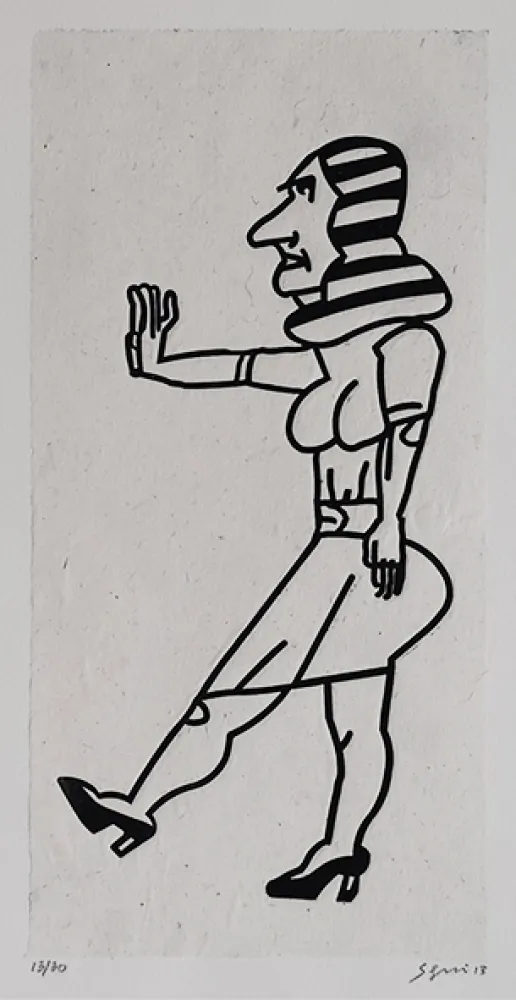 蚀刻版画 Segui - Dame debout