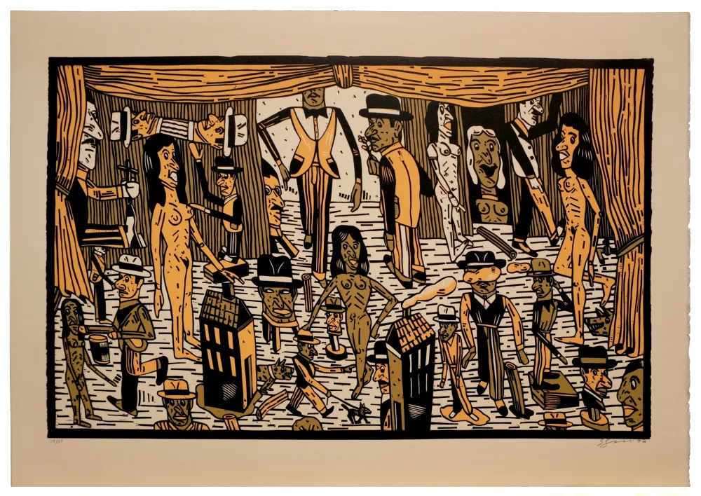 油毡版画 Segui - Théatre de la ville II