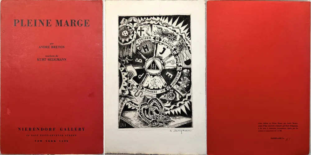 蚀刻版画 Seligmann - André Breton : PLEINE MARGE. Eau-forte originale de Kurt Seligman (1940)