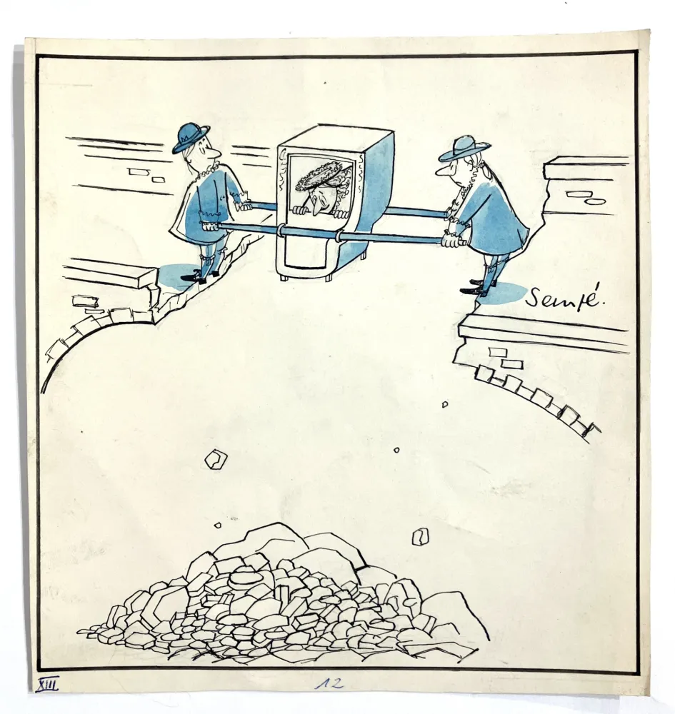 无技术 Sempé - La chaise à porteur. Circa 1970