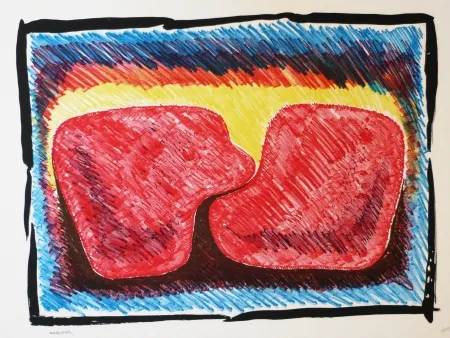 石版画 Serrano - Unidad en rojo