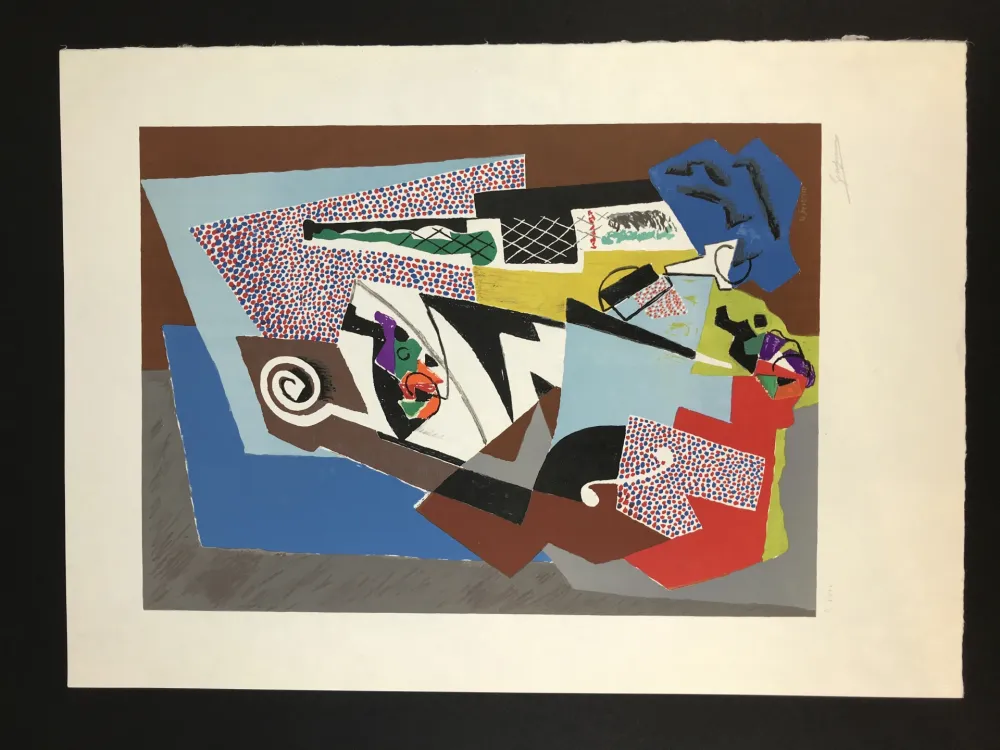 石版画 Severini - Natura morta e Violino