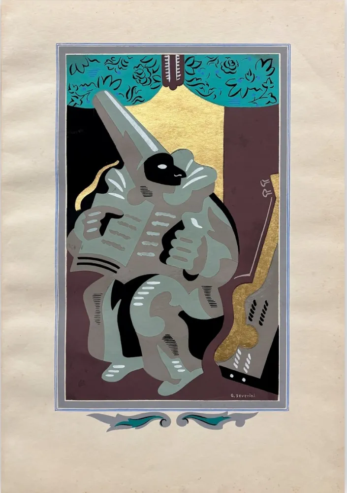 镂版印刷 Severini - Polichinelle au livre