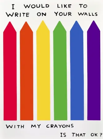 无技术 Shrigley - I would like to write on your wall with my crayons is that OK?