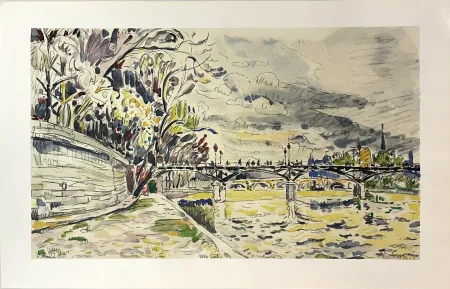 石版画 Signac - Le Pont des Arts, Automne (Paris)