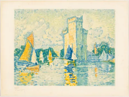 飞尘腐蚀法 Signac - Paul Signac, Le Port de La Rochelle. 1924. Aquatinte signée. 
