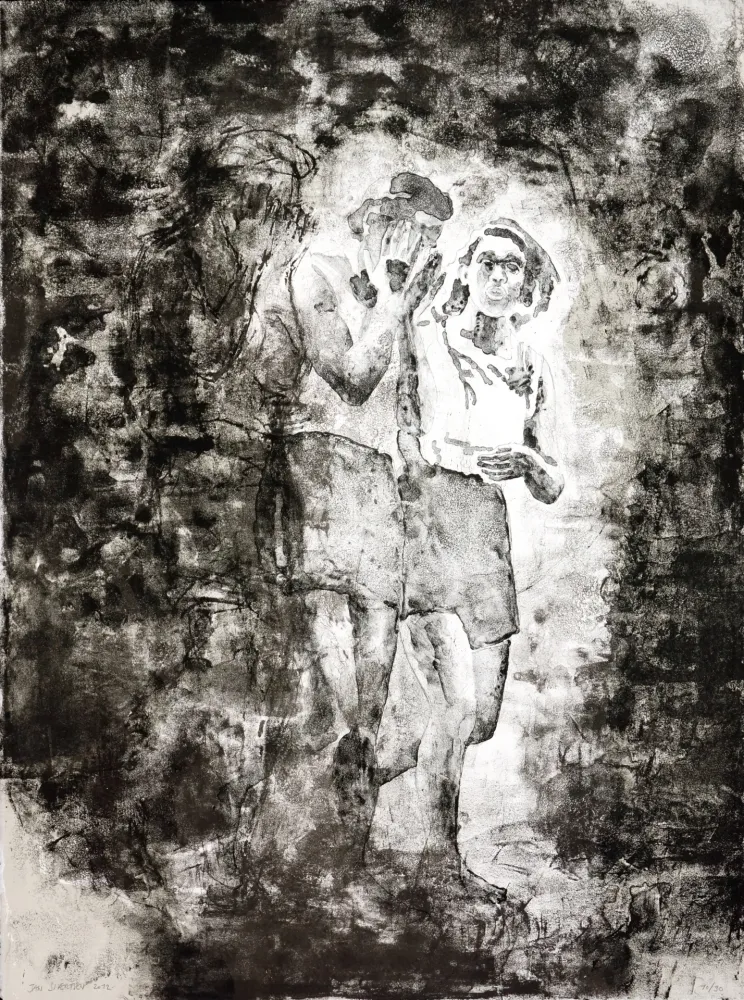 石版画 Siversten - L'existant-Deux figures sortant