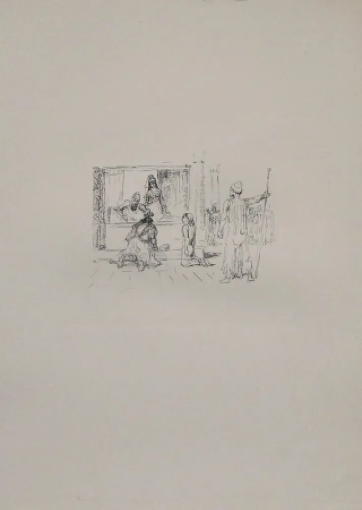 石版画 Slevogt - Dareios II. kürt Artaxerxes zu seinem Nachfolger