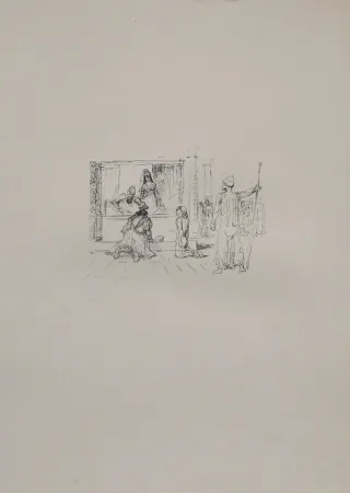 石版画 Slevogt - Dareios II. kürt Artaxerxes zu seinem Nachfolger