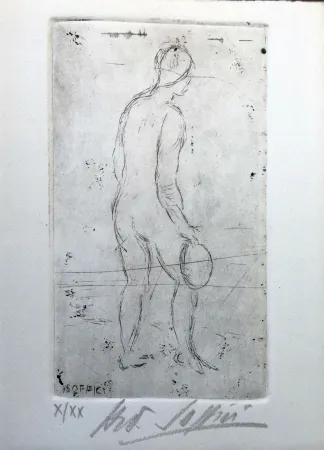 干刻版画 Soffici - Figura col tamburello