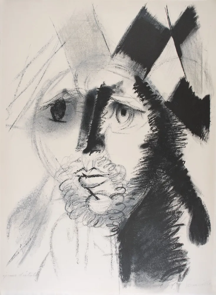 石版画 Somville - Arlequin - NOIR