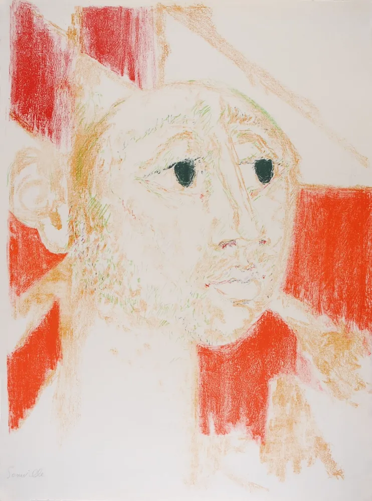 石版画 Somville - Arlequin Rouge