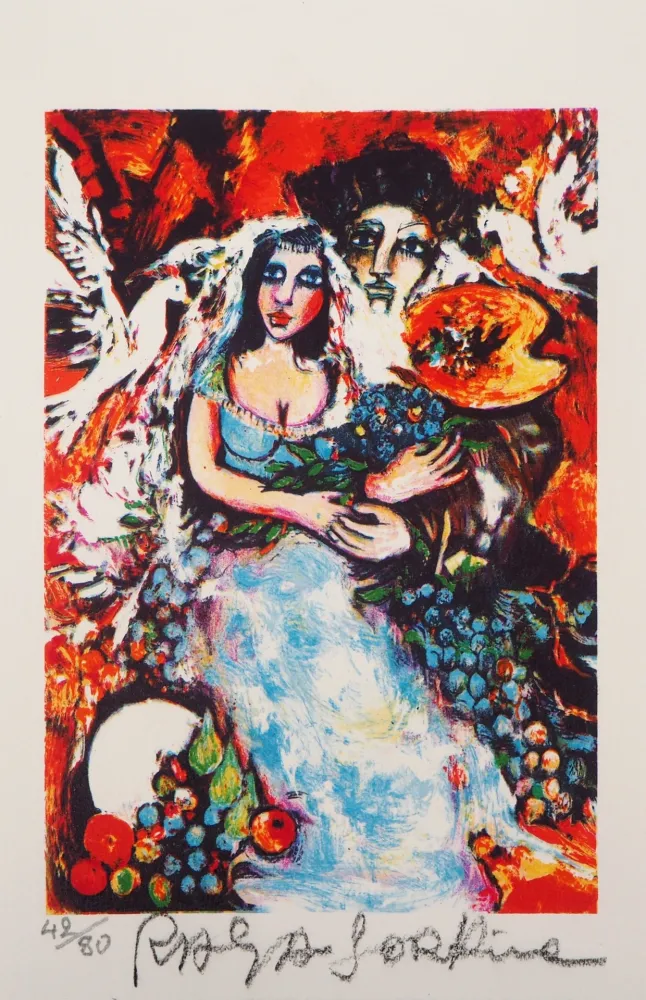 石版画 Sorkine - Les mariés à la palette