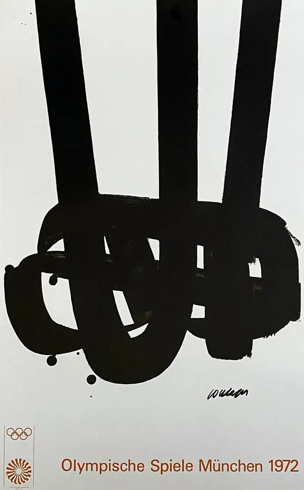 石版画 Soulages - Affiche litho pour les JO