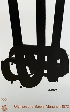 石版画 Soulages - Affiche litho pour les JO