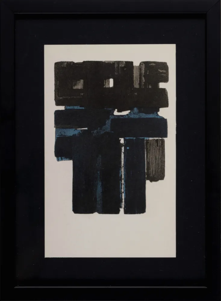 镂版印刷 Soulages (After) - Gouaches et gravures (B), 1957 - Framed!