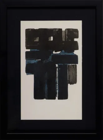 镂版印刷 Soulages (After) - Gouaches et gravures (B), 1957 - Framed!