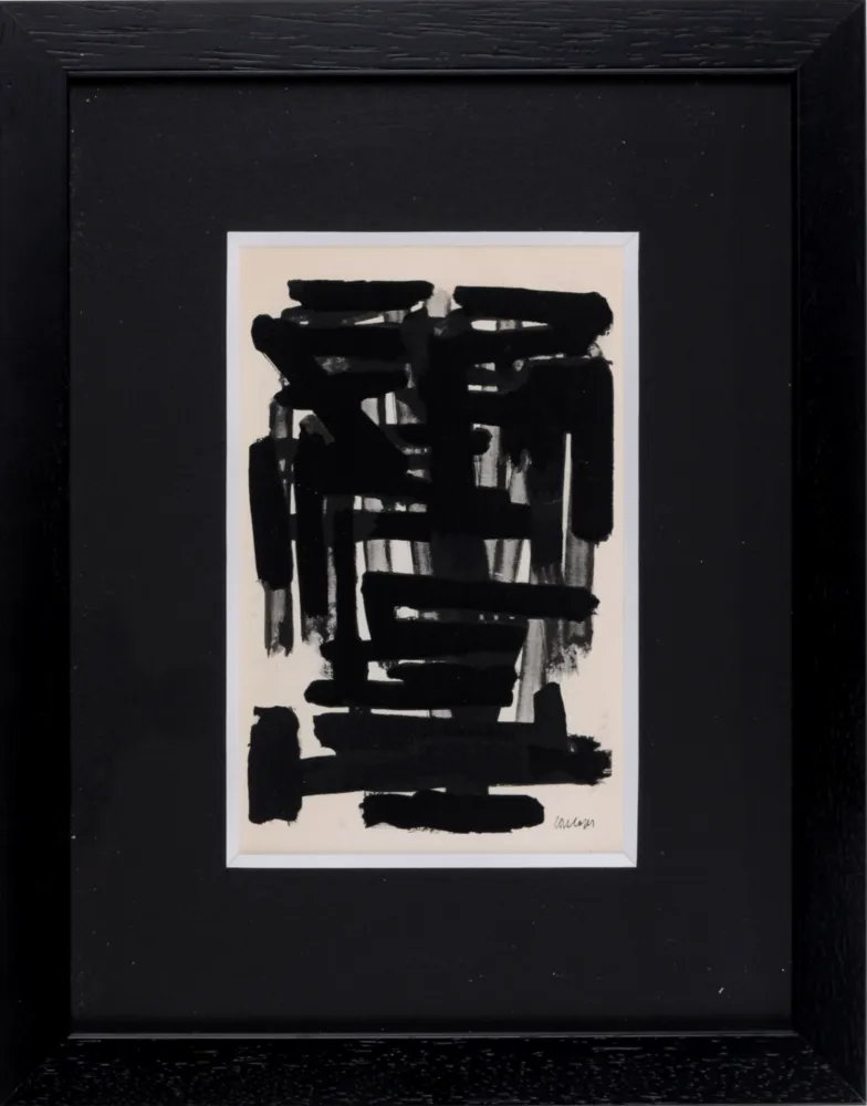 镂版印刷 Soulages (After) - Gouaches et gravures (C), 1957 - Framed!