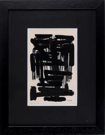 镂版印刷 Soulages (After) - Gouaches et gravures (C), 1957 - Framed!