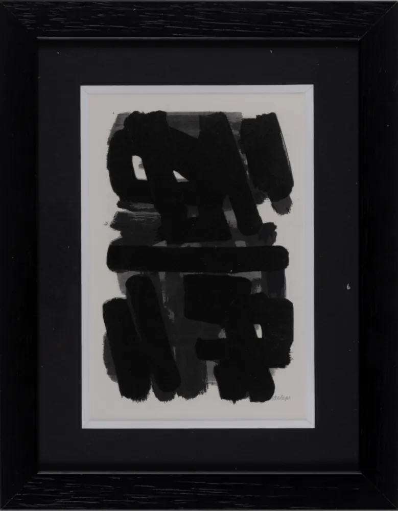 镂版印刷 Soulages (After) - Gouaches et gravures (D), 1957 - Framed!