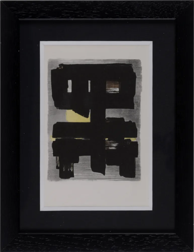 镂版印刷 Soulages (After) - Gouaches et gravures (E), 1957 - Framed!